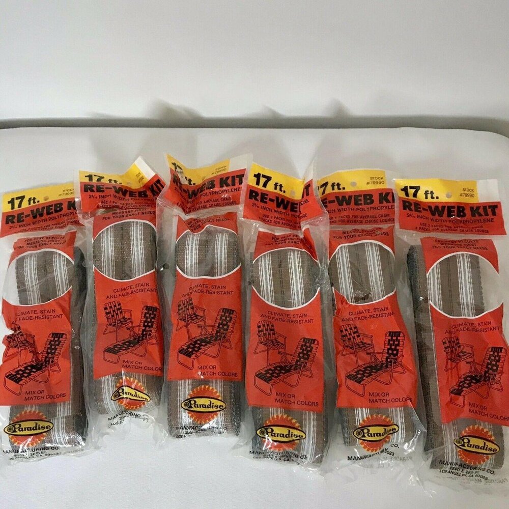 Lot of 6 vintage Re-Web Kit 2 3/16 inch Polypropylene Brown 102 ft total